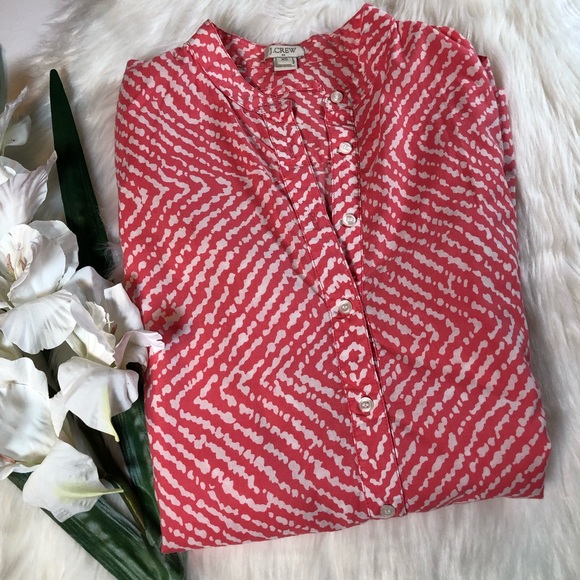 J. Crew Red Printed Tunic XS Long Button down - Picture 6 of 8